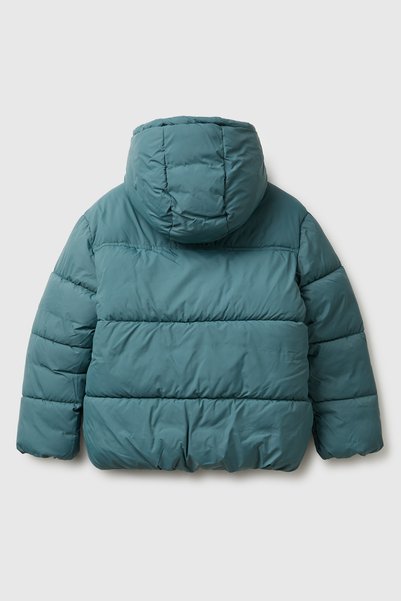 United Colors of Benetton Boy's grey-green puffer jacket with left chest logo...