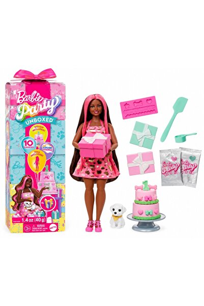 Barbie Κούκλα Πάρτι Unboxed, 10 Εκπλήξεις, Αλλαγή Χρώματος, Πλαστελίνη, Κατοι...