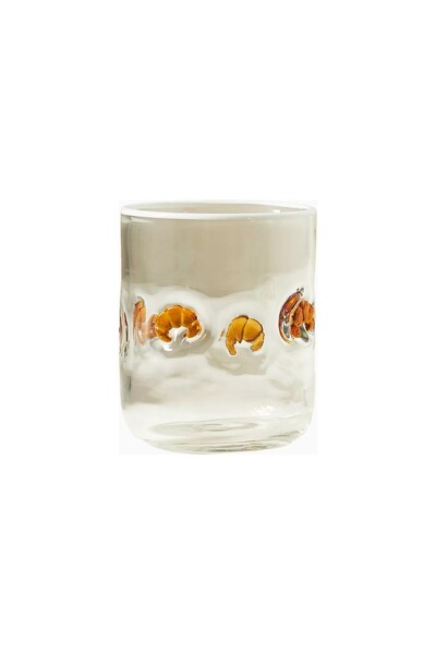 Anthropologie The Icon Food & Drink Handmade Bead Detailed Glass Cup - Croissant