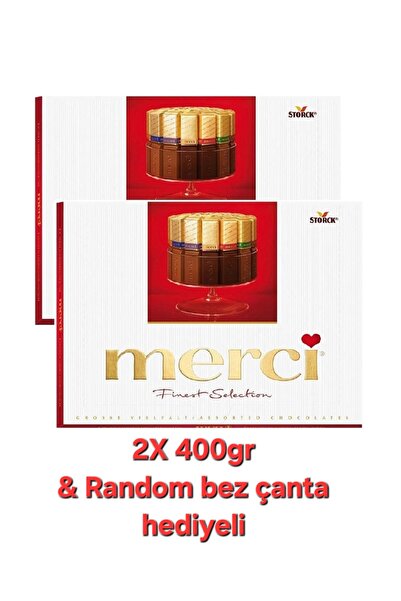 Merci Finest Selection Chocolates Çikolatalar 400gr ( 2 paket ) Bez Çanta Hed...