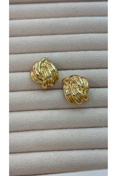 the matdesign Steel Vintage Earrings Knot Model Twisted Figure Gold Earrings