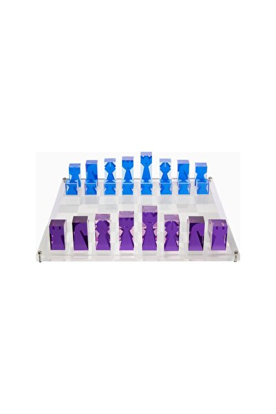 Jonathan Adler Acrylic Decorative-Collectible Chess Set Blue