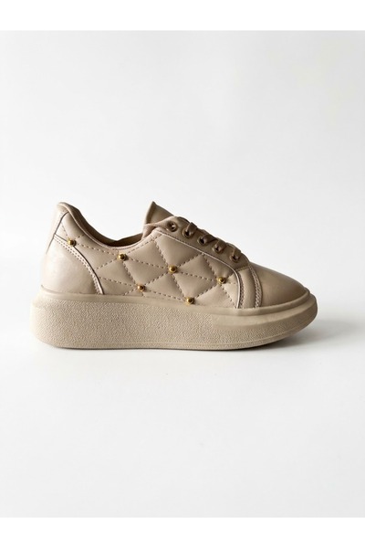 Kadın sneaker bej spor ayakkabı