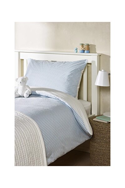 THE WHITE COMPANY Double-Sided Organic Cotton Plaid Children's Duvet Cover Se...