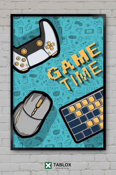 tablomaxtbx Gaming Game Time Gamer Αφίσα με κορνίζα Διακοσμητικός πίνακας ζωγ...