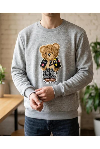 ArdaEge Unisex Oversize Cotton Sweatshirt with Fleece Inside and Crew Neck