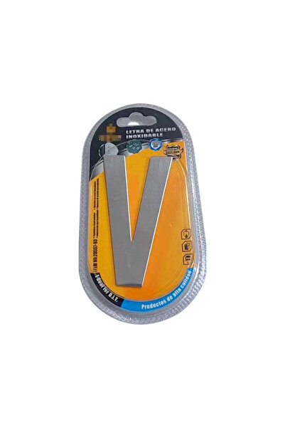 Tradesor Αυτοκόλλητη μεταλλική πινακίδα γράμμα V - 8cm - Σετ 12 τεμάχια - 204452