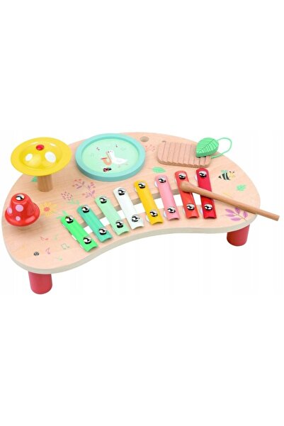 Lelin MĂSUȚĂ Muzicală MONTESSORI INTERACTIVĂ DIN LEMN 5 ÎN 1 Tobe 12M+