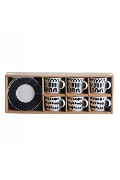 HowHomely SET DE 6 CEȘUȚE RETRO ALBE ȘI NEGRE PENTRU ESPRESSO, PENTRU CAFEA, ...