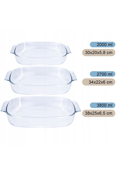 NO BRAND Vase rezistente la căldură, transparente, dreptunghiulare, pentru co...