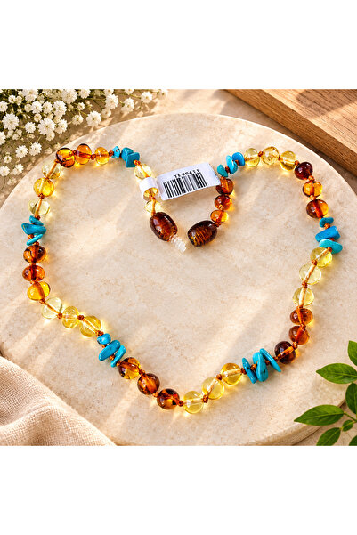 NİSSBEBE Certified Original Drop Amber Baby-Child Necklace and Adult Turquois...