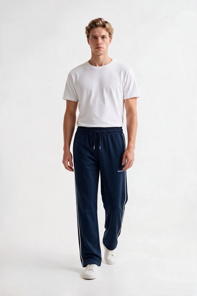 VESTRO Comfortable Fit, Double Ribbed Combed Cotton Sweatpants with Zipper Po...