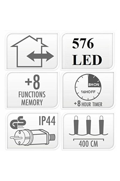 Koopman Lumini de brad 576 LED alb cald pentru interior și exterior 7m TIMMER...