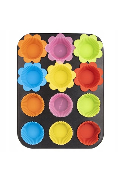 Vilde Formă de silicon pentru brioșe/cupcakes, set de 12 bucăți