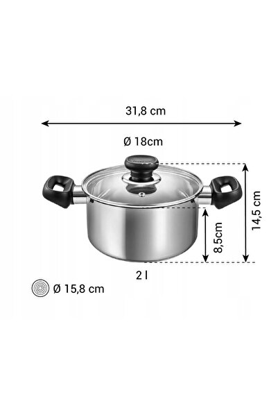 TESCOMA Oală BRAVA cu capac ø 18 cm, 2.0 l