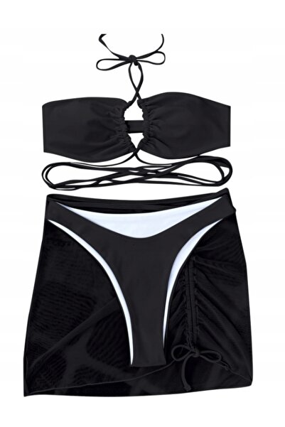 NO BRAND Costum de baie modern din două piese, tip tankini, negru, XL