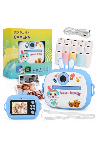 Stator Cameră foto instantanee cu mini imprimantă pentru copii + 15 role