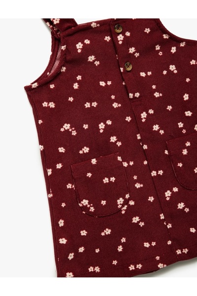 Koton Rochie Gilet din catifea cu guler pătrat, buzunare florale și bretele