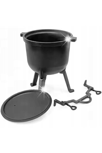 Brunbeste Focar din fontă de 5L, gros, greu, negru, pentru vânătoare și grătar.
