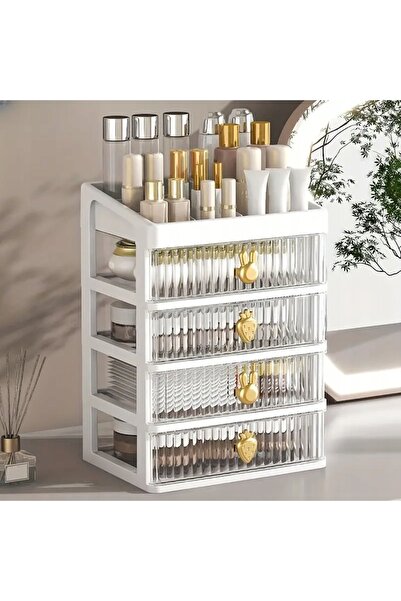 Korbi DULAP ORGANIZATOR MARE CU 4 SERTARE PENTRU MACHIAJ, ALB F36