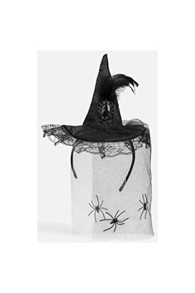 OEM Στέμμα για τα μαλλιά από το Halloween με καπέλο μάγισσας , Τούλι και αράχνες