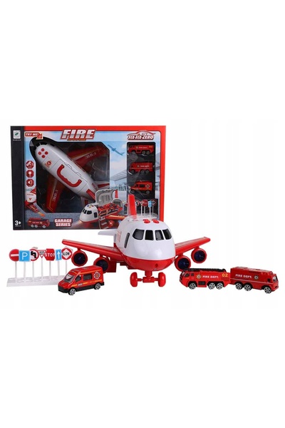 Norimpex AVION DE POLIȚIE REALISTIC + ACCESORII AUTO CU LUMINI/ sunete