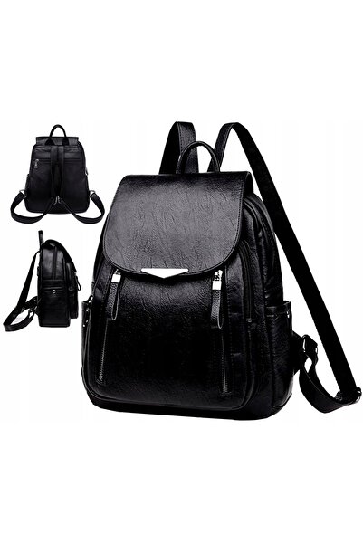 Edibazzar Rucsac negru impermeabil urban din piele de damă, geantă de umăr di...