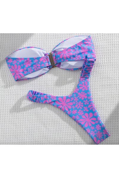 Pan i Pani Gadżet COSTUM DE BAIE DIN DOUĂ PĂRȚI, TIP BANDEAU, CU FLORI, FĂRĂ ...