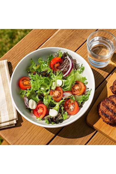 NO BRAND Bol mare din porțelan alb pentru salate, preparate culinare, fructe,...