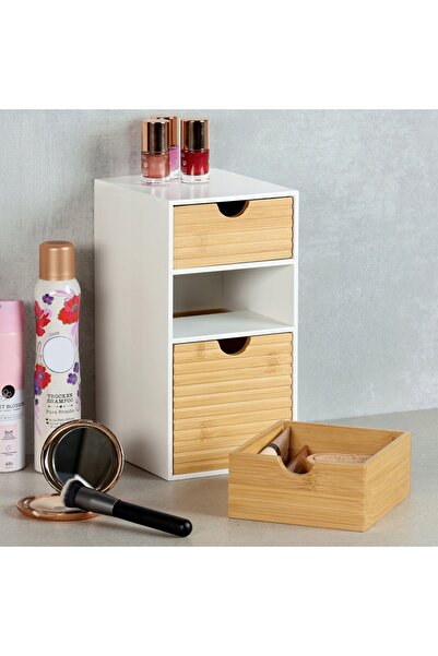 NO BRAND ORGANIZATOR DE BIROU – LĂDĂCUȚĂ DIN LEMN ȘI BAMBUS CU 3 SERTARE, 14X...