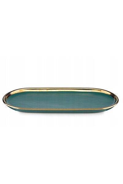 HowHomely Set de tăvi decorative Lovia Green Gold cm pentru lumânări, verde g...