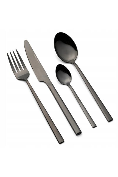 FLORINA Set de tacâmuri Ritz din oțel inoxidabil negru, 24 de piese, pentru 6...