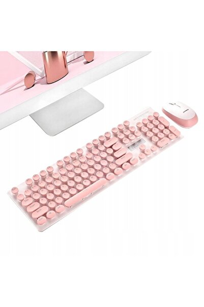 Pan i Pani Gadżet Tastatură și mouse wireless retro USB roz