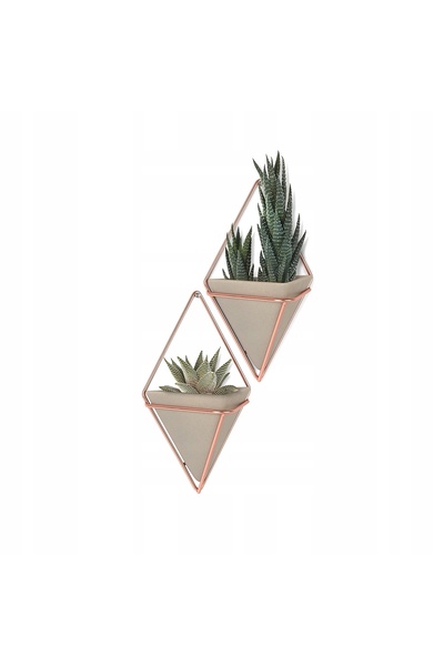 umbra Ghivece suspendate de perete, gri cupru, decorative, set pentru living ...