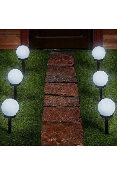 NO BRAND 6x Lampă solară de grădină cu țăruș, LED, tip bilă, cu senzor