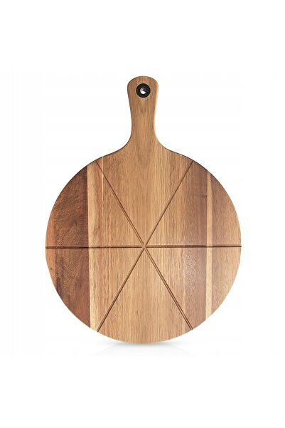 Orion Platou de servire pizza, rotund, din lemn, cu mâner, 32 cm
