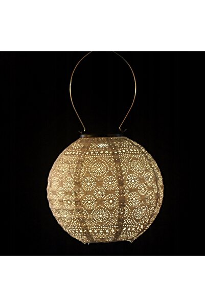 NO BRAND Lampion LED solar 20 cm rotund taupe decorativ pentru balcon, grădin...
