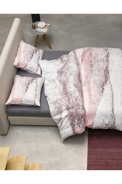 NO BRAND SET DE AȘTERNUTURI DIN SATIN, 100% BUMBAC, 140X220 CM, ROZ, CU MOTIV...