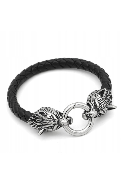 NO BRAND Brățară bărbătească vikingă nordică Lupi 356-B
