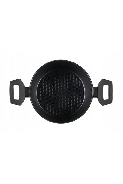 NO BRAND OALĂ PENTRU SUPĂ DIN ALUMINIU NEGRU CU CAPAC ȘI MÂNERI 2.2 L DIAMETR...