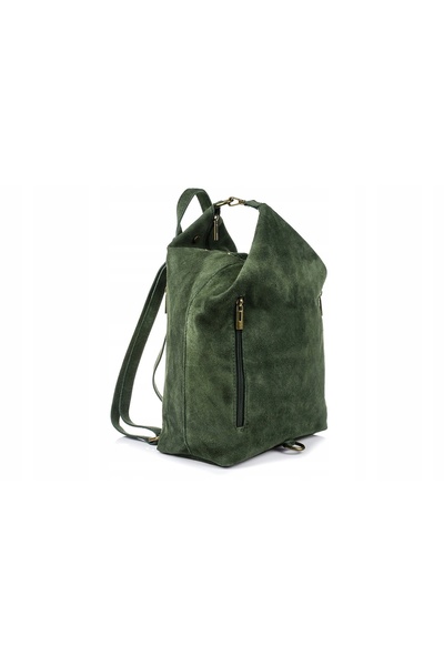 Vera Pelle Rucsac de damă din piele de căprioară, mare, italian, format A4, g...