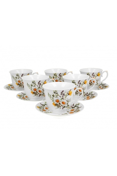 Duo Set de cești cu farfurioare DAISY 6 piese 250 ml ÎN O CUTIE ROTUNDĂ