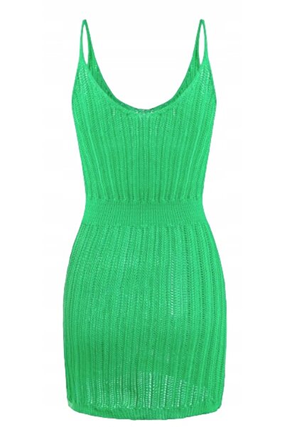 NO BRAND Talie elastică. Rochie de plajă din tricot, monocromă, cu bretele