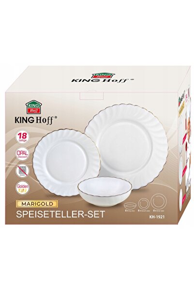 Kinghoff Set de farfurii, 18 piese, opal, alb, seria MARIGOLD, KINGHoff, KH-1921