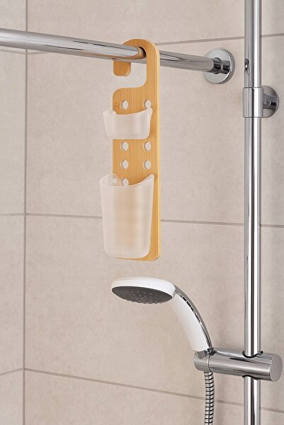 BERILO Organizator din bambus cu recipiente, 44 cm, etajeră de baie, fără gău...
