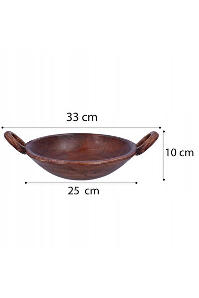 NO BRAND Bol din lemn pentru dulciuri cu mânere, 25 cm, maro mango