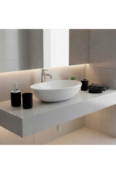 Springos ACCESORII DE BAIE SET DE BAIE CU 6 ACCESORII NEGRU PERIE DE WC