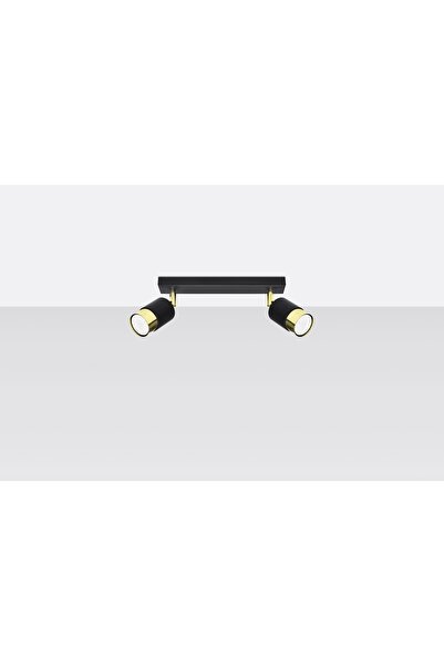 Sollux Lighting Spot de tavan negru dublu cu abajur auriu 2xGU10 10W NERO Sol...