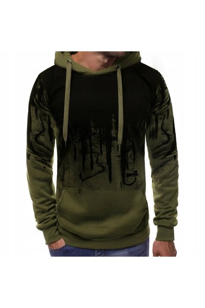 NO BRAND SET Trening BĂRBAȚI Pantaloni Hanorac SPORT cu GLUGĂ Verde-Negru XXXL