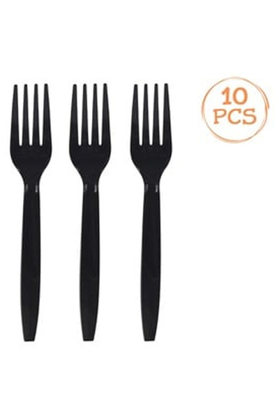 OEM Furculite Reutilizabile de Petrecere din Plastic Negru 15,8cm - 10buc